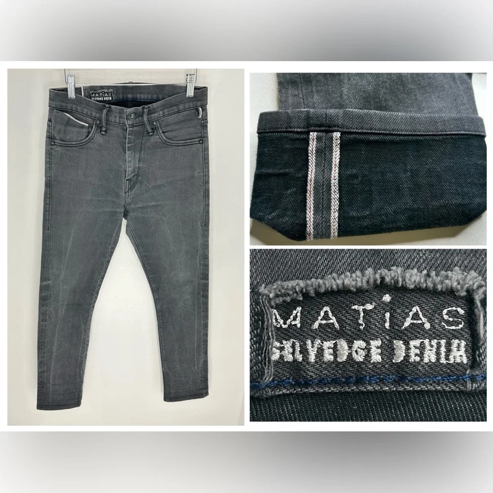 Matias Sol Jeans Gray Faded Denim Size 30x26.5 Selvedge Made‎ In USA Pants